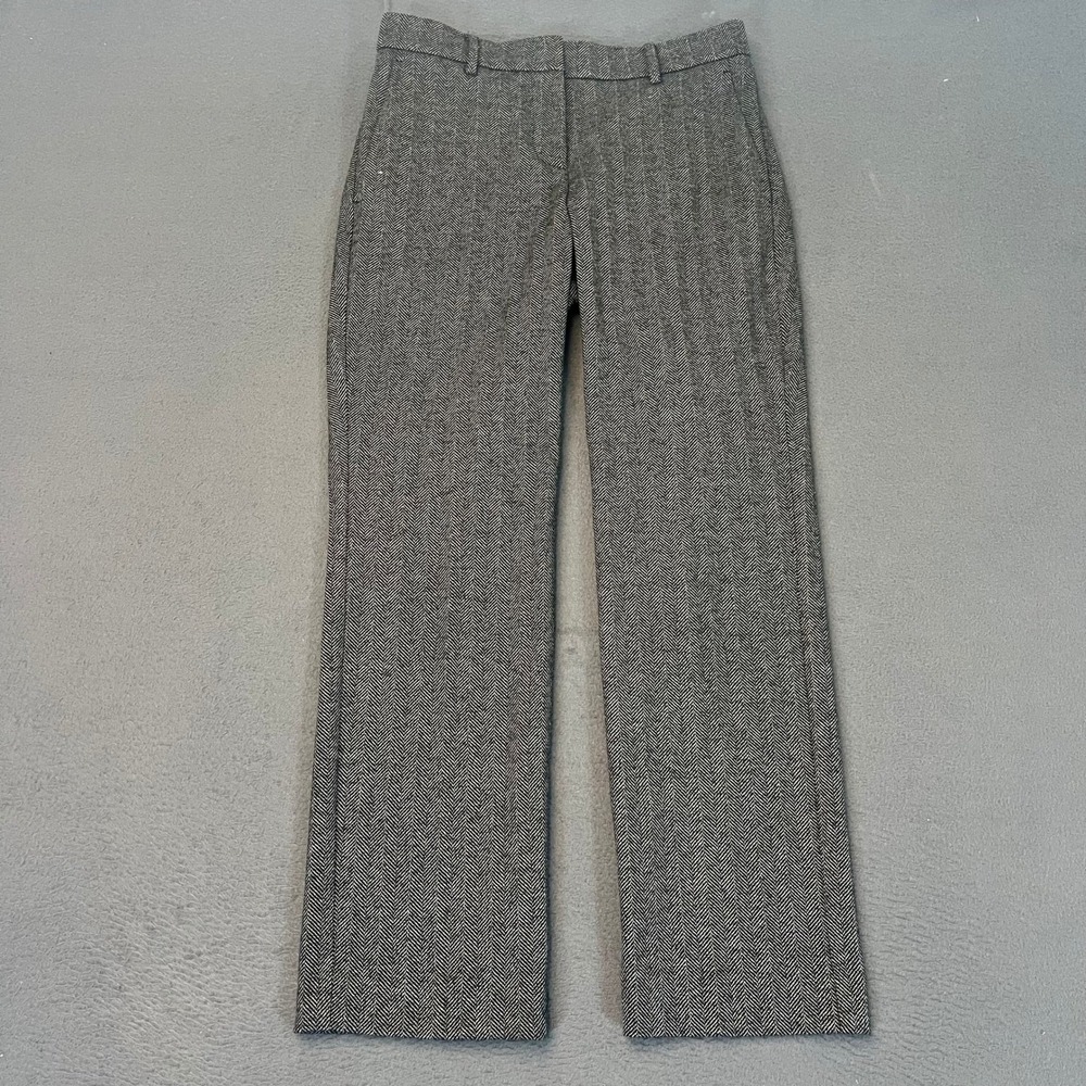 Ann Taylor Petite Curvy Fit Herringbone Dress Pants Grey Womens Size 2P Office